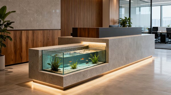 6個(gè)高顏值公司辦公室前臺魚池裝修方案（附設(shè)計(jì)參考效果圖）